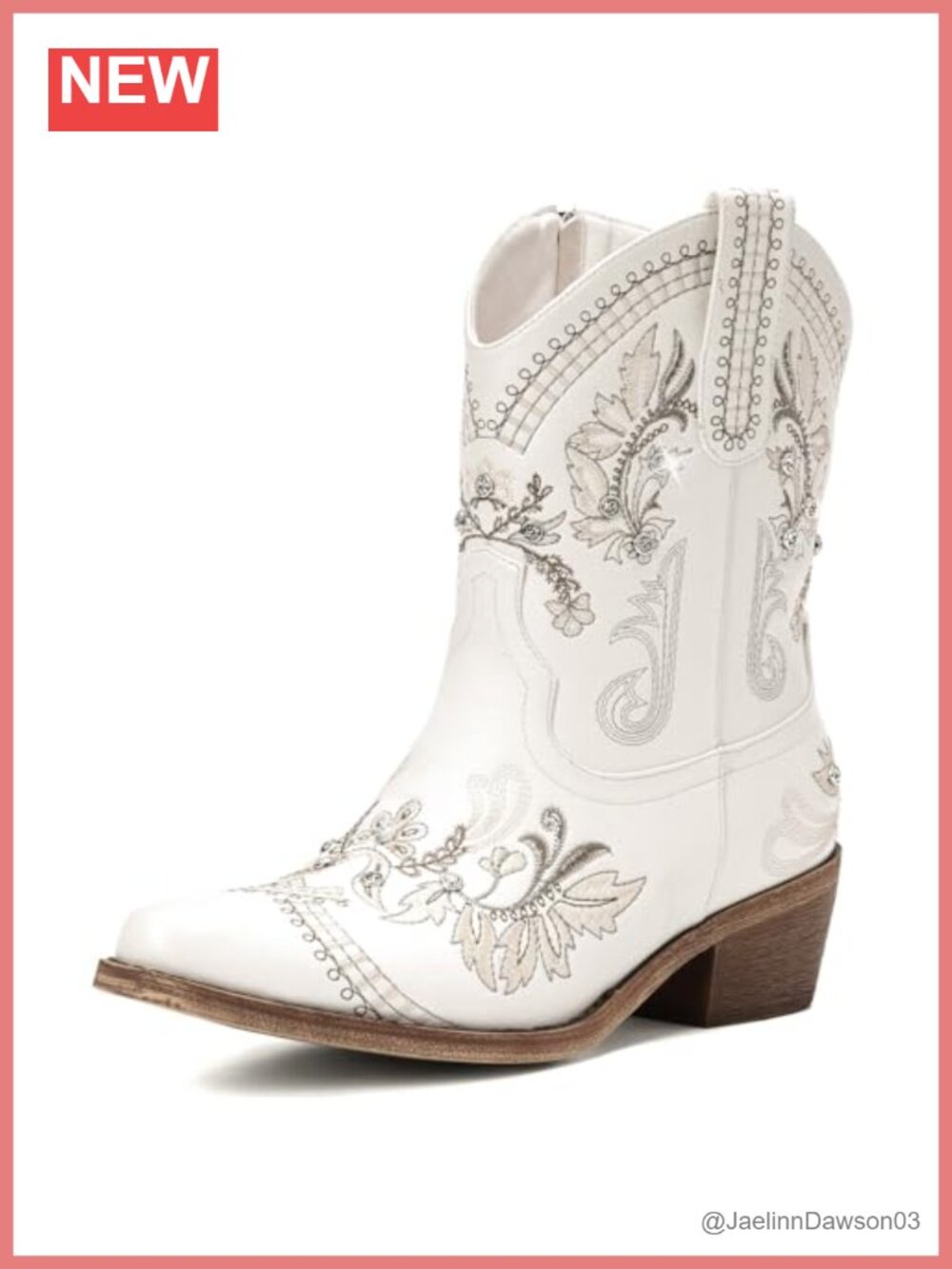 Women's Western Cowboy Ankle Boots Embroidered Sparkly Rhinestone Chunky Heel